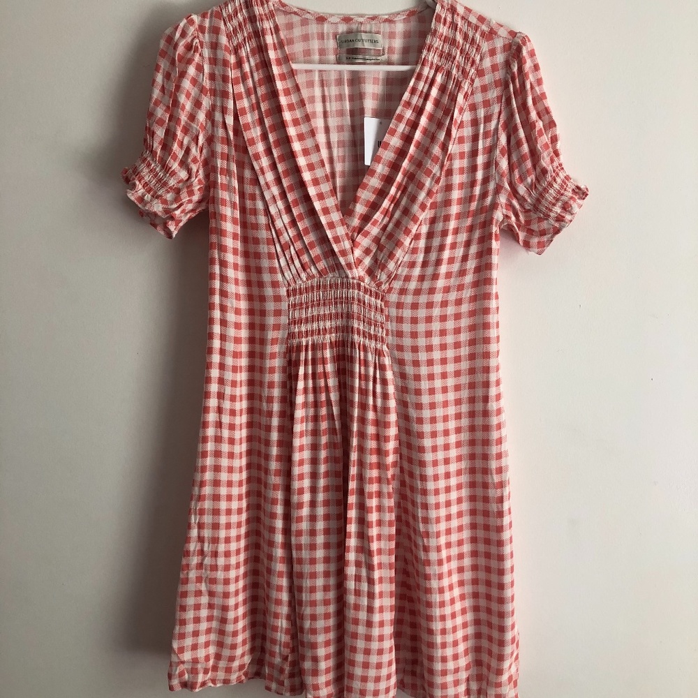 Coral Gingham UO Dress (never worn)